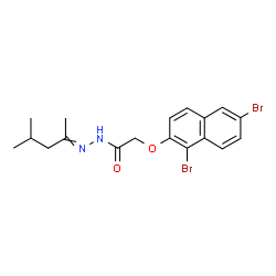 ChemSpider 2D Image | 2-[(1,6-Dibromo-2-naphthyl)oxy]-N'-(4-methyl-2-pentanylidene)acetohydrazide | C18H20Br2N2O2