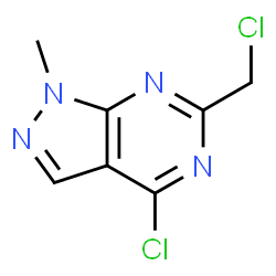 ChemSpider 2D Image | 4-Chloro-6-(chloromethyl)-1-methyl-1H-pyrazolo[3,4-d]pyrimidine | C7H6Cl2N4