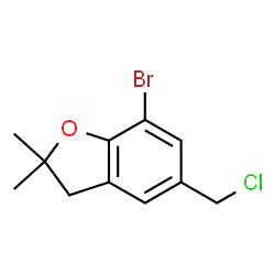 ChemSpider 2D Image | 7-Bromo-5-(chloromethyl)-2,2-dimethyl-2,3-dihydro-1-benzofuran | C11H12BrClO