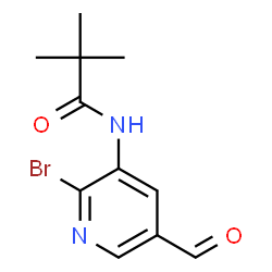 ChemSpider 2D Image | N-(2-Bromo-5-formylpyridin-3-yl)pivalamide | C11H13BrN2O2