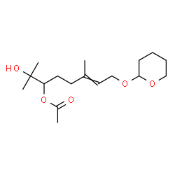 ChemSpider 2D Image | 2-Hydroxy-2,6-dimethyl-8-(tetrahydro-2H-pyran-2-yloxy)-6-octen-3-yl acetate | C17H30O5