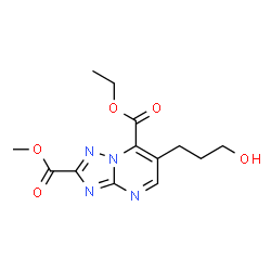 ChemSpider 2D Image | 7-Ethyl 2-methyl 6-(3-hydroxypropyl)[1,2,4]triazolo[1,5-a]pyrimidine-2,7-dicarboxylate | C13H16N4O5