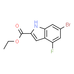 ChemSpider 2D Image | Ethyl 6-bromo-4-fluoro-1H-indole-2-carboxylate | C11H9BrFNO2