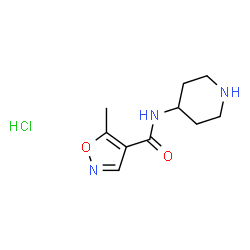 ChemSpider 2D Image | 5-Methyl-N-(4-piperidinyl)-1,2-oxazole-4-carboxamide hydrochloride (1:1) | C10H16ClN3O2