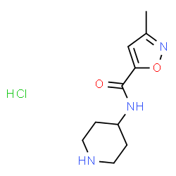 ChemSpider 2D Image | 3-Methyl-N-(4-piperidinyl)-1,2-oxazole-5-carboxamide hydrochloride (1:1) | C10H16ClN3O2