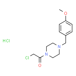 ChemSpider 2D Image | 2-Chloro-1-[4-(4-methoxybenzyl)-1-piperazinyl]ethanone hydrochloride (1:1) | C14H20Cl2N2O2