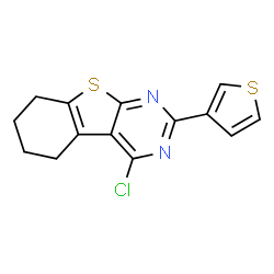 ChemSpider 2D Image | 4-Chloro-2-(3-thienyl)-5,6,7,8-tetrahydro[1]benzothieno[2,3-d]pyrimidine | C14H11ClN2S2