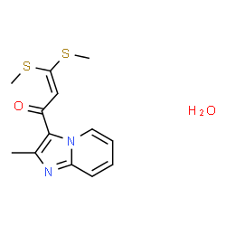 ChemSpider 2D Image | 1-(2-Methylimidazo[1,2-a]pyridin-3-yl)-3,3-bis(methylsulfanyl)-2-propen-1-one hydrate (1:1) | C13H16N2O2S2