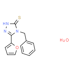 ChemSpider 2D Image | 4-Benzyl-5-(2-furyl)-2,4-dihydro-3H-1,2,4-triazole-3-thione hydrate (1:1) | C13H13N3O2S