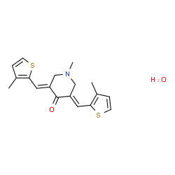 ChemSpider 2D Image | (3E,5E)-1-Methyl-3,5-bis[(3-methyl-2-thienyl)methylene]-4-piperidinone hydrate (1:1) | C18H21NO2S2
