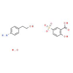 ChemSpider 2D Image | 4-(2-Hydroxyethyl)anilinium 3-carboxy-4-hydroxybenzenesulfonate hydrate (1:1:1) | C15H19NO8S