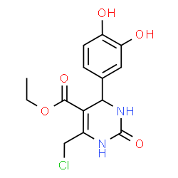 ChemSpider 2D Image | Ethyl 6-(chloromethyl)-4-(3,4-dihydroxyphenyl)-2-oxo-1,2,3,4-tetrahydro-5-pyrimidinecarboxylate | C14H15ClN2O5
