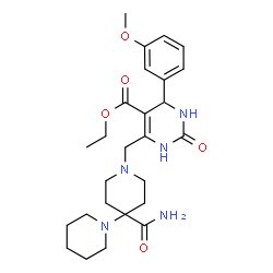 ChemSpider 2D Image | Ethyl 6-[(4'-carbamoyl-1,4'-bipiperidin-1'-yl)methyl]-4-(3-methoxyphenyl)-2-oxo-1,2,3,4-tetrahydro-5-pyrimidinecarboxylate | C26H37N5O5