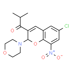 ChemSpider 2D Image | 1-[6-Chloro-2-(4-morpholinyl)-8-nitro-2H-chromen-3-yl]-2-methyl-1-propanone | C17H19ClN2O5