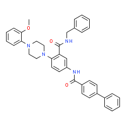 ChemSpider 2D Image | N-{3-(Benzylcarbamoyl)-4-[4-(2-methoxyphenyl)-1-piperazinyl]phenyl}-4-biphenylcarboxamide | C38H36N4O3