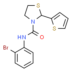 ChemSpider 2D Image | N-(2-Bromophenyl)-2-(2-thienyl)-1,3-thiazolidine-3-carboxamide | C14H13BrN2OS2