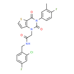 ChemSpider 2D Image | N-(2-Chloro-4-fluorobenzyl)-2-[3-(4-fluoro-3-methylphenyl)-2,4-dioxo-3,4-dihydrothieno[3,2-d]pyrimidin-1(2H)-yl]acetamide | C22H16ClF2N3O3S