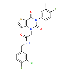 ChemSpider 2D Image | N-(3-Chloro-4-fluorobenzyl)-2-[3-(4-fluoro-3-methylphenyl)-2,4-dioxo-3,4-dihydrothieno[3,2-d]pyrimidin-1(2H)-yl]acetamide | C22H16ClF2N3O3S