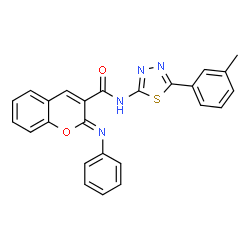 ChemSpider 2D Image | (2Z)-N-[5-(3-Methylphenyl)-1,3,4-thiadiazol-2-yl]-2-(phenylimino)-2H-chromene-3-carboxamide | C25H18N4O2S