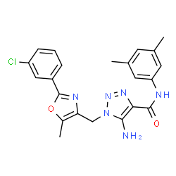 ChemSpider 2D Image | 5-Amino-1-{[2-(3-chlorophenyl)-5-methyl-1,3-oxazol-4-yl]methyl}-N-(3,5-dimethylphenyl)-1H-1,2,3-triazole-4-carboxamide | C22H21ClN6O2