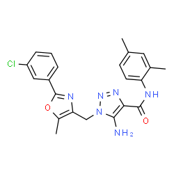 ChemSpider 2D Image | 5-Amino-1-{[2-(3-chlorophenyl)-5-methyl-1,3-oxazol-4-yl]methyl}-N-(2,4-dimethylphenyl)-1H-1,2,3-triazole-4-carboxamide | C22H21ClN6O2