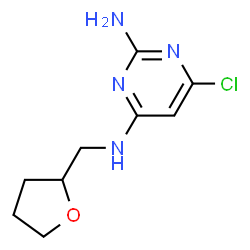 ChemSpider 2D Image | 6-Chloro-N~4~-(tetrahydro-2-furanylmethyl)-2,4-pyrimidinediamine | C9H13ClN4O