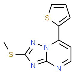 ChemSpider 2D Image | 2-(Methylsulfanyl)-7-(2-thienyl)[1,2,4]triazolo[1,5-a]pyrimidine | C10H8N4S2