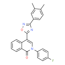ChemSpider 2D Image | 4-[3-(3,4-Dimethylphenyl)-1,2,4-oxadiazol-5-yl]-2-(4-fluorophenyl)-1(2H)-isoquinolinone | C25H18FN3O2