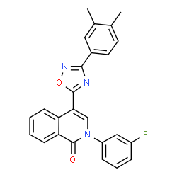 ChemSpider 2D Image | 4-[3-(3,4-Dimethylphenyl)-1,2,4-oxadiazol-5-yl]-2-(3-fluorophenyl)-1(2H)-isoquinolinone | C25H18FN3O2