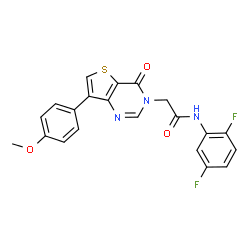 ChemSpider 2D Image | N-(2,5-Difluorophenyl)-2-[7-(4-methoxyphenyl)-4-oxothieno[3,2-d]pyrimidin-3(4H)-yl]acetamide | C21H15F2N3O3S