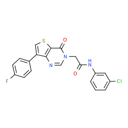 ChemSpider 2D Image | N-(3-Chlorophenyl)-2-[7-(4-fluorophenyl)-4-oxothieno[3,2-d]pyrimidin-3(4H)-yl]acetamide | C20H13ClFN3O2S