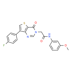 ChemSpider 2D Image | 2-[7-(4-Fluorophenyl)-4-oxothieno[3,2-d]pyrimidin-3(4H)-yl]-N-(3-methoxyphenyl)acetamide | C21H16FN3O3S