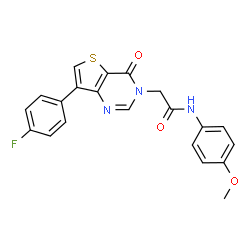 ChemSpider 2D Image | 2-[7-(4-Fluorophenyl)-4-oxothieno[3,2-d]pyrimidin-3(4H)-yl]-N-(4-methoxyphenyl)acetamide | C21H16FN3O3S