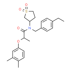 ChemSpider 2D Image | 2-(3,4-Dimethylphenoxy)-N-(1,1-dioxidotetrahydro-3-thiophenyl)-N-(4-ethylbenzyl)propanamide | C24H31NO4S