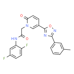 ChemSpider 2D Image | N-(2,5-Difluorophenyl)-2-{5-[3-(3-methylphenyl)-1,2,4-oxadiazol-5-yl]-2-oxo-1(2H)-pyridinyl}acetamide | C22H16F2N4O3
