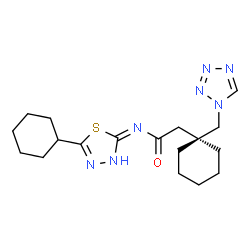 ChemSpider 2D Image | N-(5-Cyclohexyl-1,3,4-thiadiazol-2-yl)-2-[1-(1H-tetrazol-1-ylmethyl)cyclohexyl]acetamide | C18H27N7OS