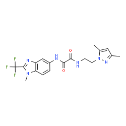 ChemSpider 2D Image | N-[2-(3,5-Dimethyl-1H-pyrazol-1-yl)ethyl]-N'-[1-methyl-2-(trifluoromethyl)-1H-benzimidazol-5-yl]ethanediamide | C18H19F3N6O2