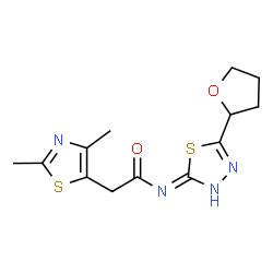 ChemSpider 2D Image | 2-(2,4-Dimethyl-1,3-thiazol-5-yl)-N-[5-(tetrahydro-2-furanyl)-1,3,4-thiadiazol-2-yl]acetamide | C13H16N4O2S2