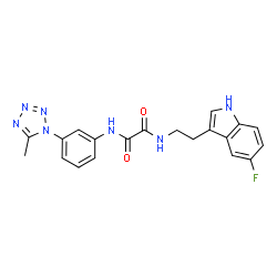 ChemSpider 2D Image | N-[2-(5-Fluoro-1H-indol-3-yl)ethyl]-N'-[3-(5-methyl-1H-tetrazol-1-yl)phenyl]ethanediamide | C20H18FN7O2