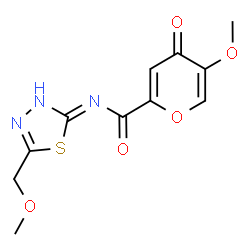 ChemSpider 2D Image | 5-Methoxy-N-[5-(methoxymethyl)-1,3,4-thiadiazol-2-yl]-4-oxo-4H-pyran-2-carboxamide | C11H11N3O5S