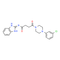 ChemSpider 2D Image | N-(1H-Benzimidazol-2-yl)-4-[4-(3-chlorophenyl)-1-piperazinyl]-4-oxobutanamide | C21H22ClN5O2