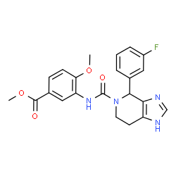 ChemSpider 2D Image | Methyl 3-({[4-(3-fluorophenyl)-1,4,6,7-tetrahydro-5H-imidazo[4,5-c]pyridin-5-yl]carbonyl}amino)-4-methoxybenzoate | C22H21FN4O4