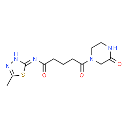 ChemSpider 2D Image | N-(5-Methyl-1,3,4-thiadiazol-2-yl)-5-oxo-5-(3-oxo-1-piperazinyl)pentanamide | C12H17N5O3S