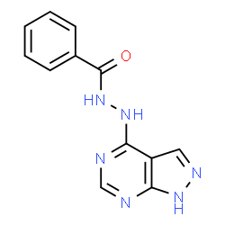 ChemSpider 2D Image | N'-[(4Z)-1,5-Dihydro-4H-pyrazolo[3,4-d]pyrimidin-4-ylidene]benzohydrazide | C12H10N6O