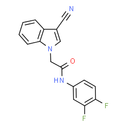 ChemSpider 2D Image | 2-(3-Cyano-1H-indol-1-yl)-N-(3,4-difluorophenyl)acetamide | C17H11F2N3O