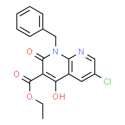 ChemSpider 2D Image | Ethyl 1-benzyl-6-chloro-4-hydroxy-2-oxo-1,2-dihydro-1,8-naphthyridine-3-carboxylate | C18H15ClN2O4