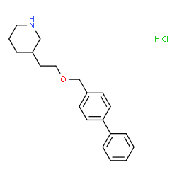 ChemSpider 2D Image | 3-[2-(4-Biphenylylmethoxy)ethyl]piperidine hydrochloride (1:1) | C20H26ClNO