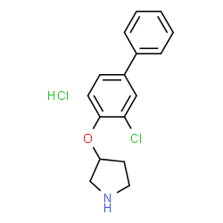 ChemSpider 2D Image | 3-[(3-Chloro-4-biphenylyl)oxy]pyrrolidine hydrochloride (1:1) | C16H17Cl2NO