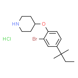 ChemSpider 2D Image | 4-(2-Bromo-4-(tert-pentyl)phenoxy)piperidine hydrochloride | C16H25BrClNO
