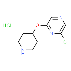 ChemSpider 2D Image | 2-chloro-6-(piperidin-4-yloxy)pyrazine hydrochloride | C9H13Cl2N3O